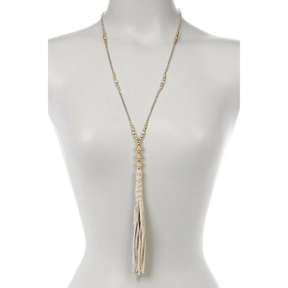 Lucky Brand Leather Tassel Pendant Necklace